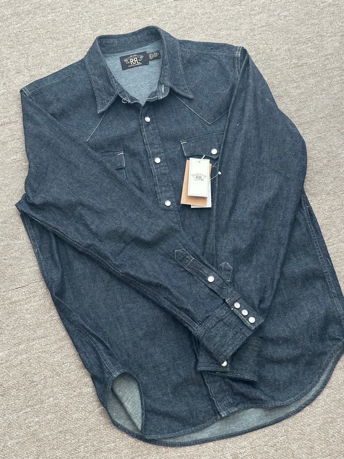 rrl 슬림핏 웨스턴 데님셔츠 L 상품이미지2