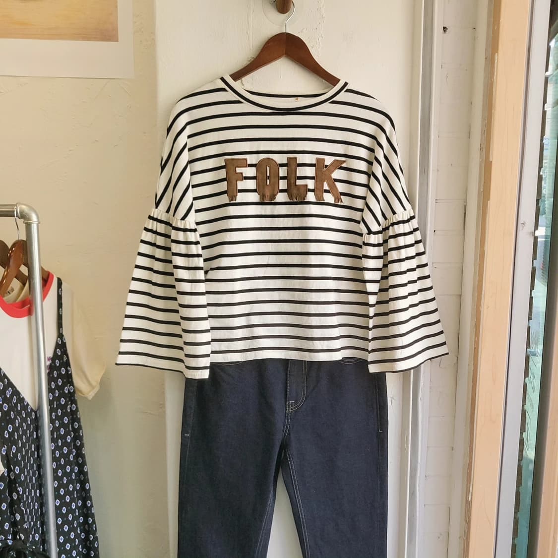 Folk 프릴 8부 소매 티셔츠 상품이미지1