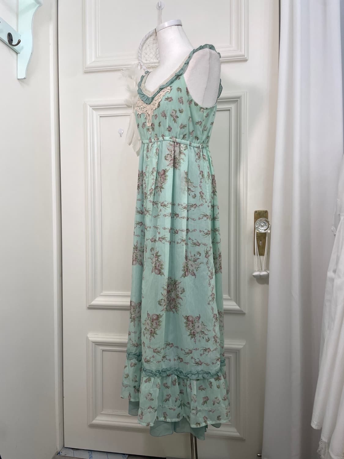 AXES FEMME mint lace trim flower long op 상품이미지2