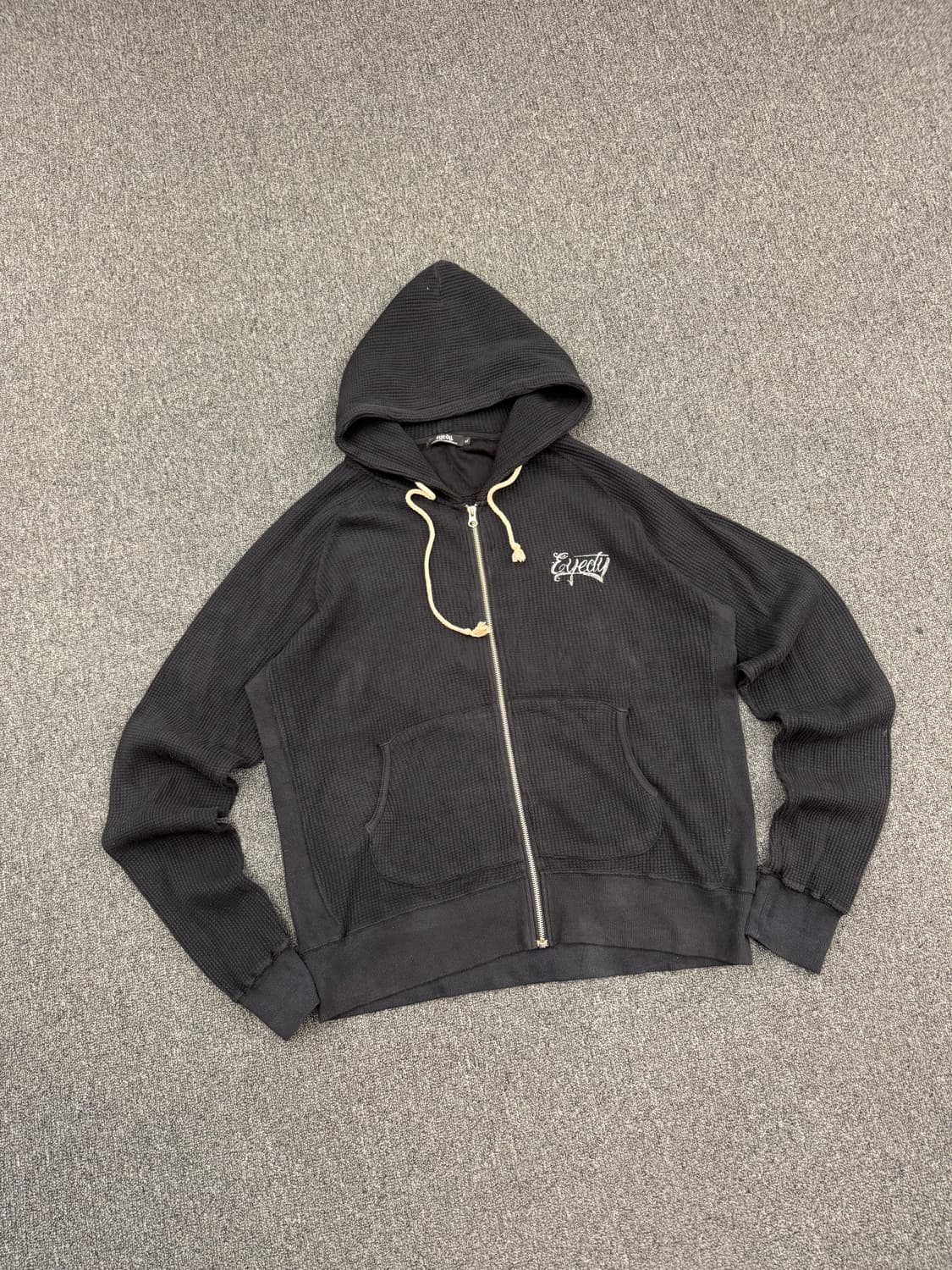 XL)Eyedy 빈티지 프린팅 와플 후드집업 상품이미지1