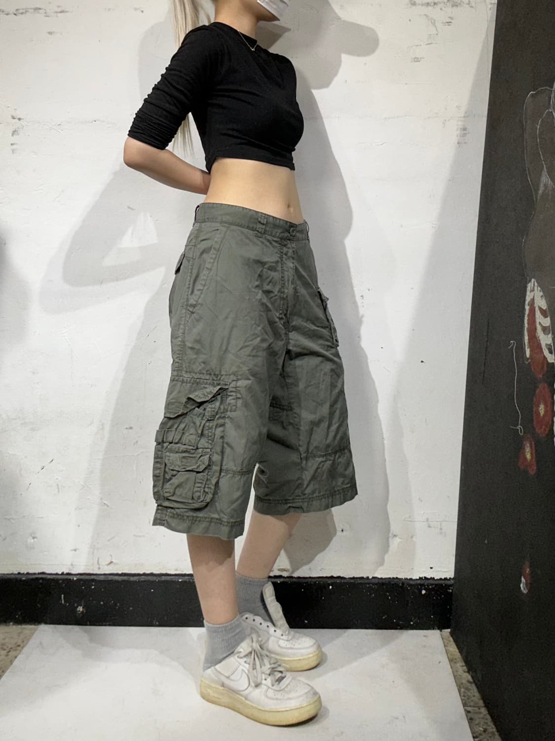 빈티지 에이치앤엠 멀티 포켓 카키 버뮤다 팬츠 반바지 M 상품이미지1