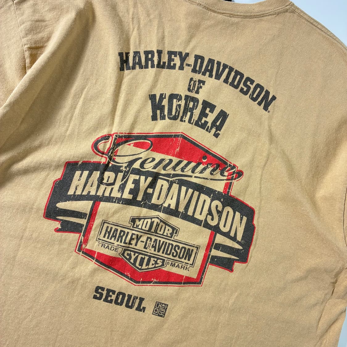 Harley davidson  할리데이비슨 모터사이클 베이지 반팔 티셔츠 상품이미지4