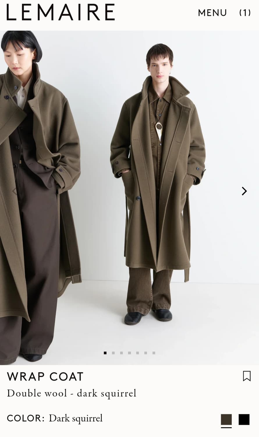 르메르 25FW 랩코트 다크스쿼럴 S 사이즈 판매합니다 상품이미지2