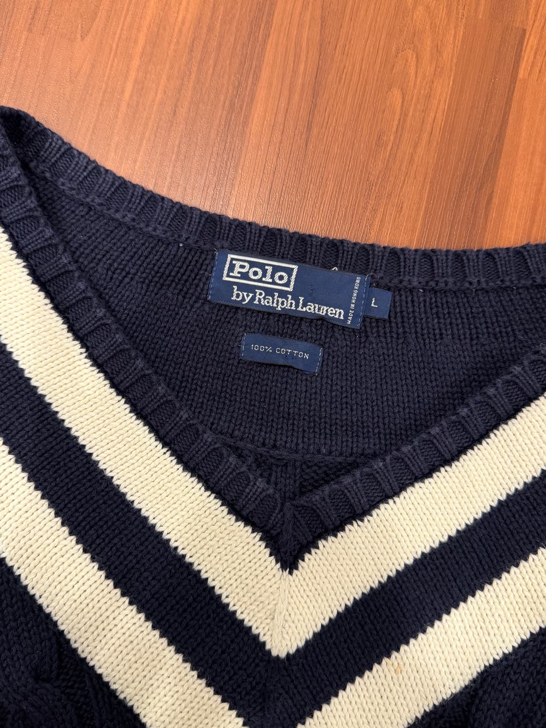 90-00s Polo ralph lauren 테니스 케이블 브이넥 니트 상품이미지7