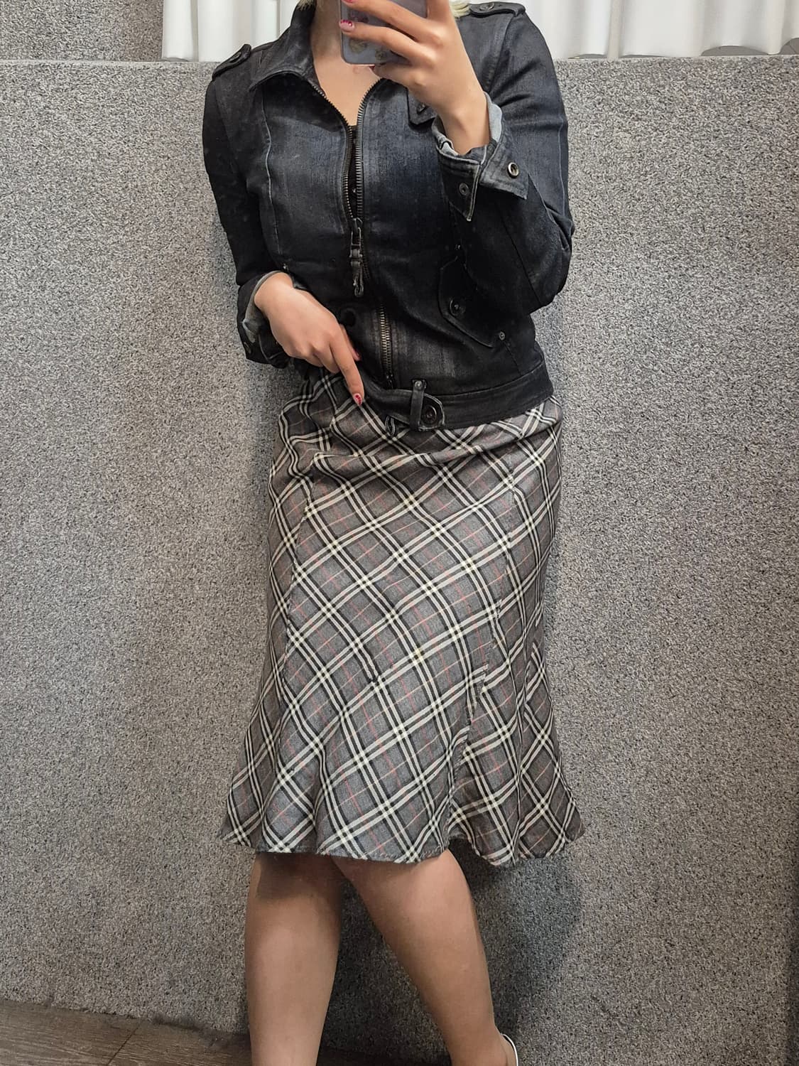 BERBURRY GRAY CHECK SKIRT 상품이미지2