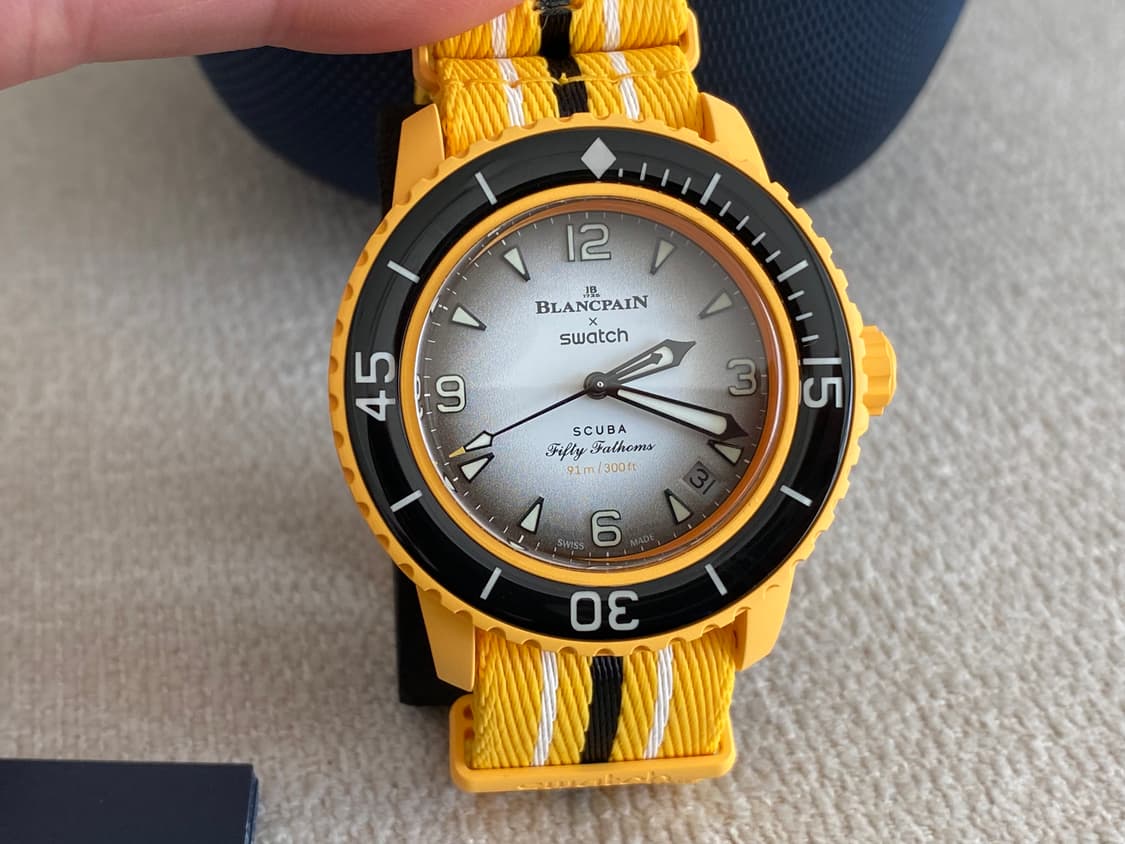 스와치X블랑팡 오션 오브 스톰 42mm 바이오 세라믹 오토메틱 옐로우 상품이미지6