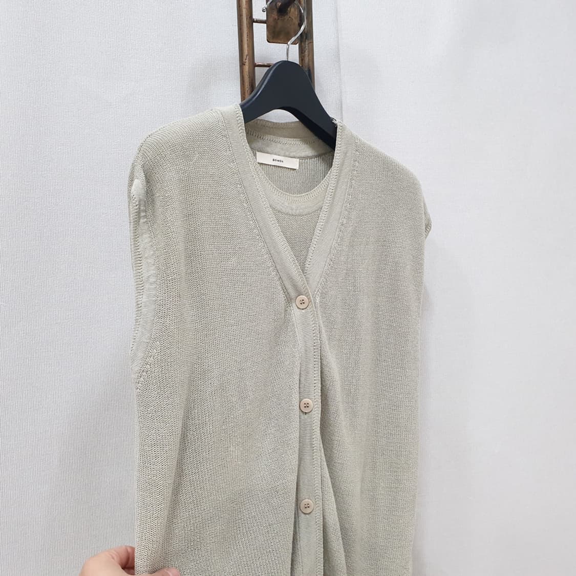 보웬 BOWEN 루즈핏 니트조끼+민소매 F 상품이미지2