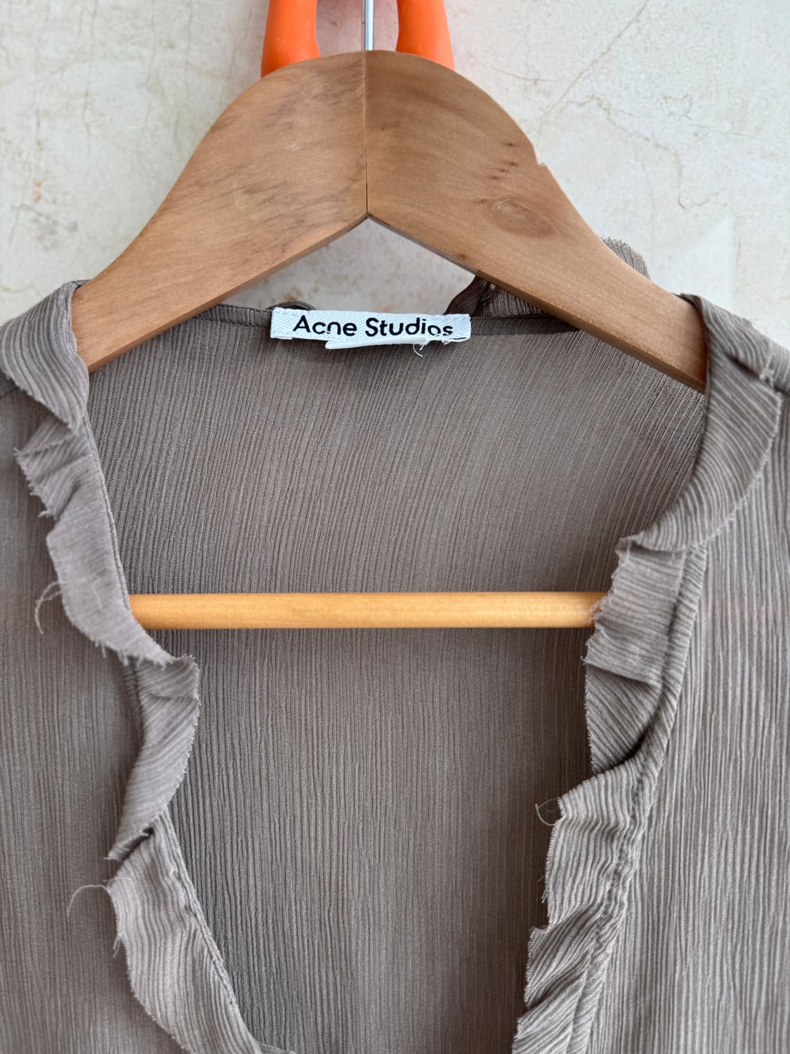 아크네스튜디오 보헤미안 프릴 블라우스 셔츠 34 새상품 브라운 상품이미지4