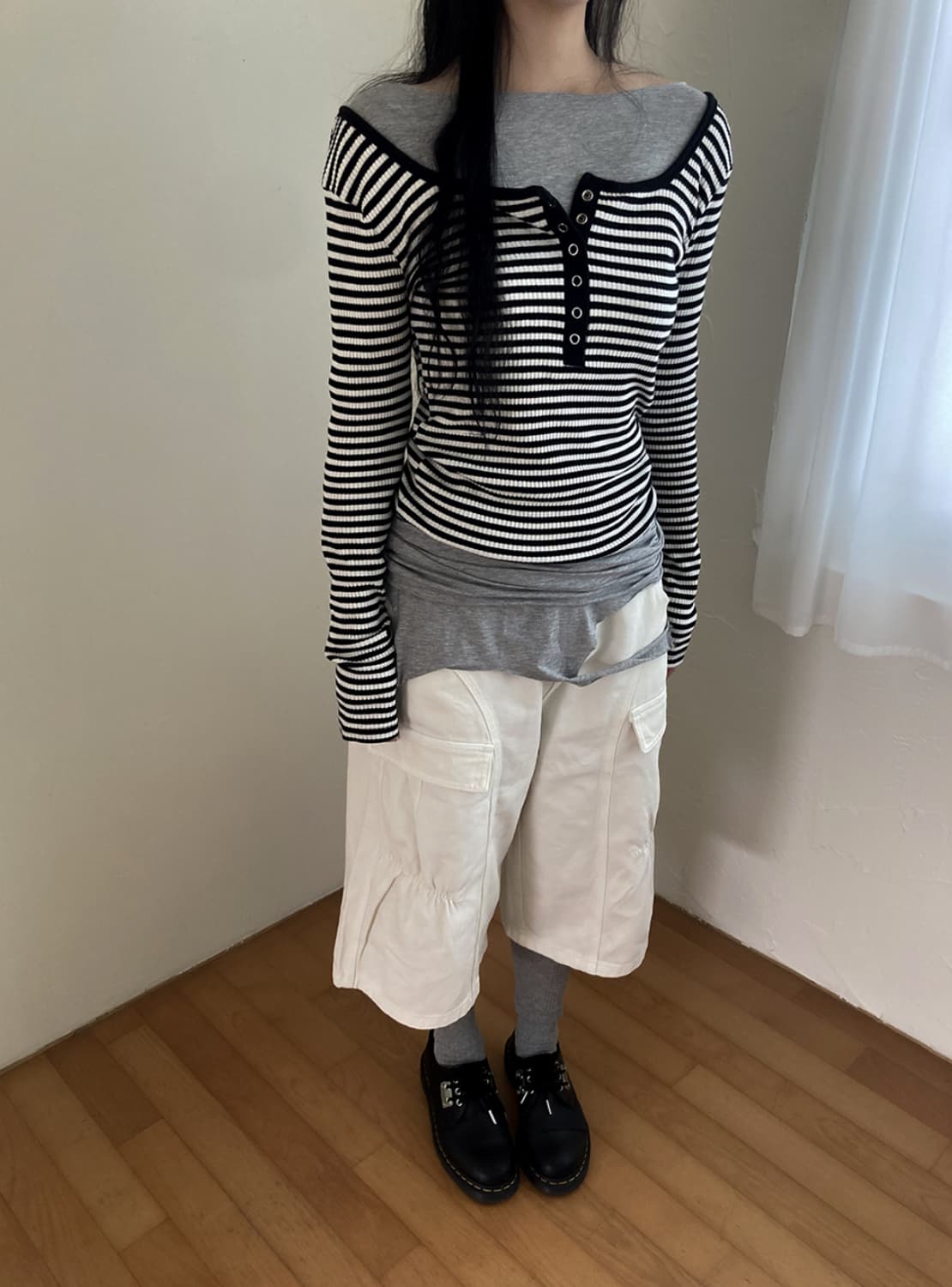 워넷 스냅 스트라이프 티  상품이미지2