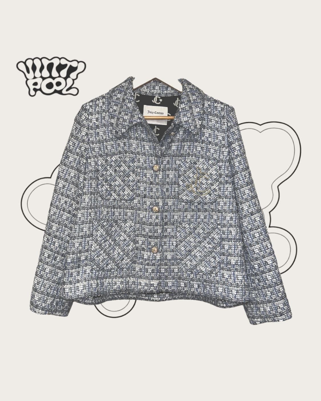 쥬시꾸뛰르 트위드 자켓 66 M 블루 상품이미지1