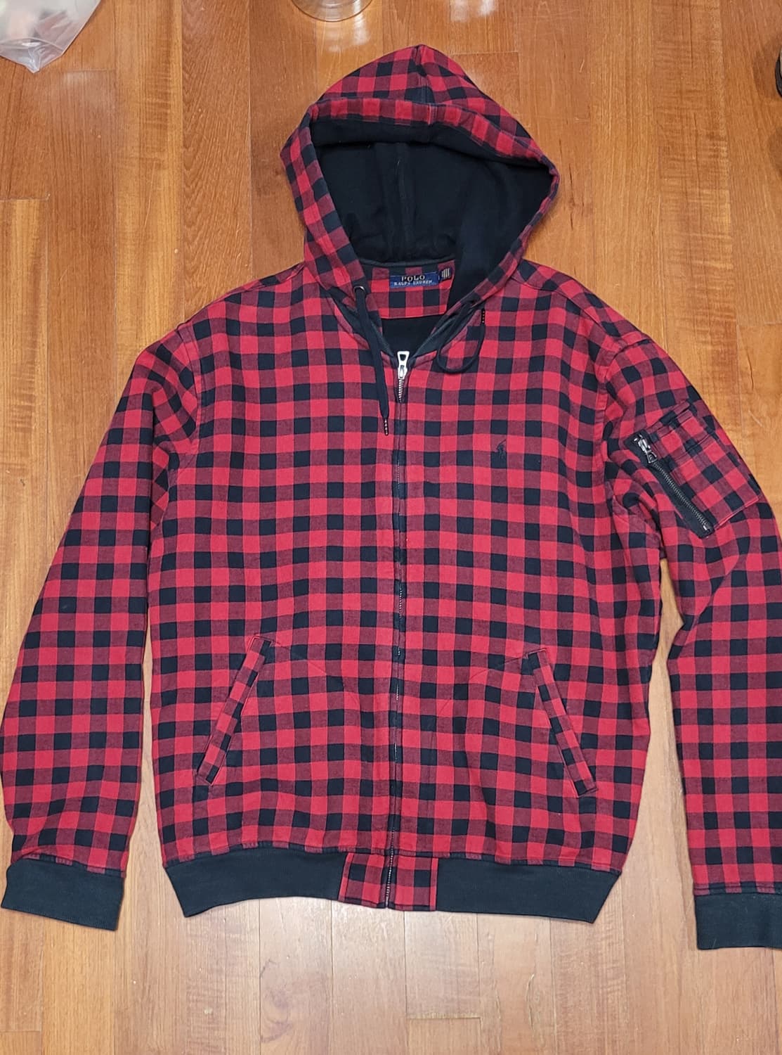 폴로 랄프로렌 레드 체크 후드 자켓 L 상품이미지2