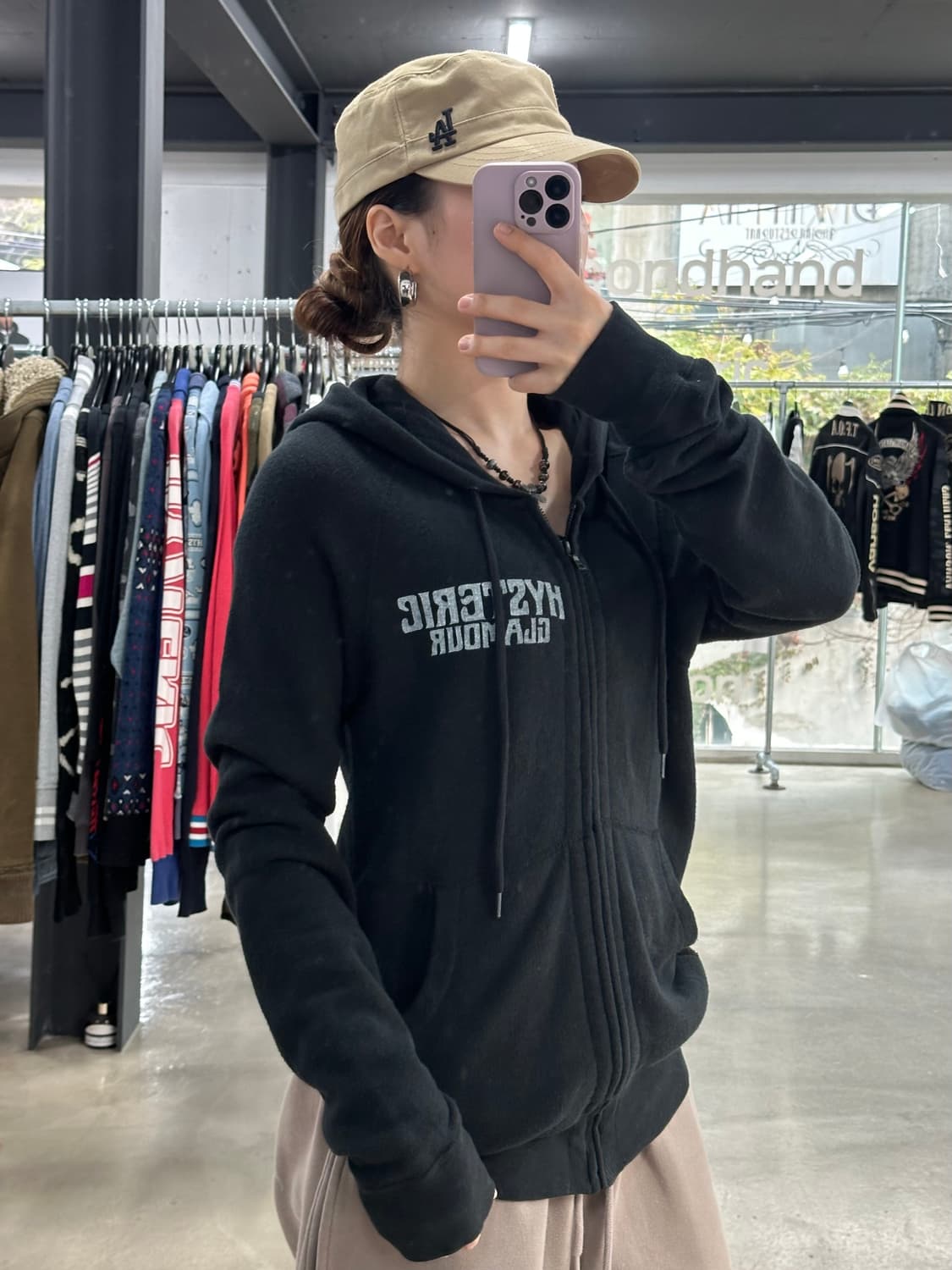 히스테릭글래머 히스걸 빅로고후드집업 블랙 상품이미지2