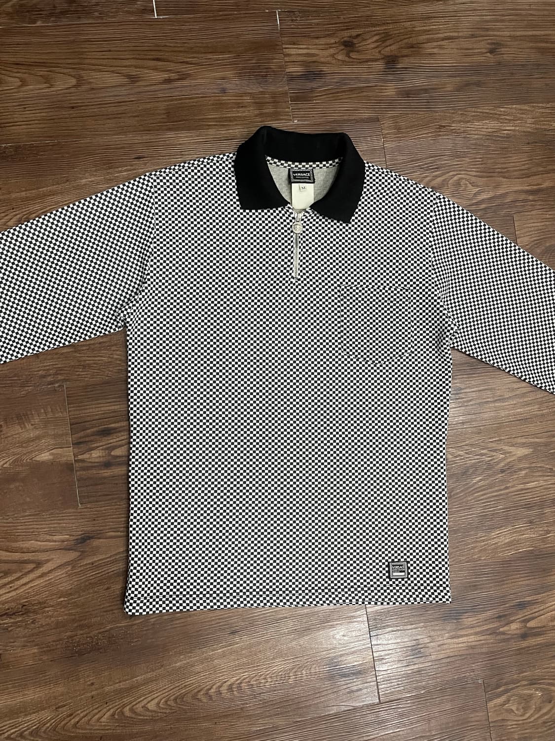 베르사체 진스 꾸뛰르 하프집 체커보드 폴로 셔츠 상품이미지2