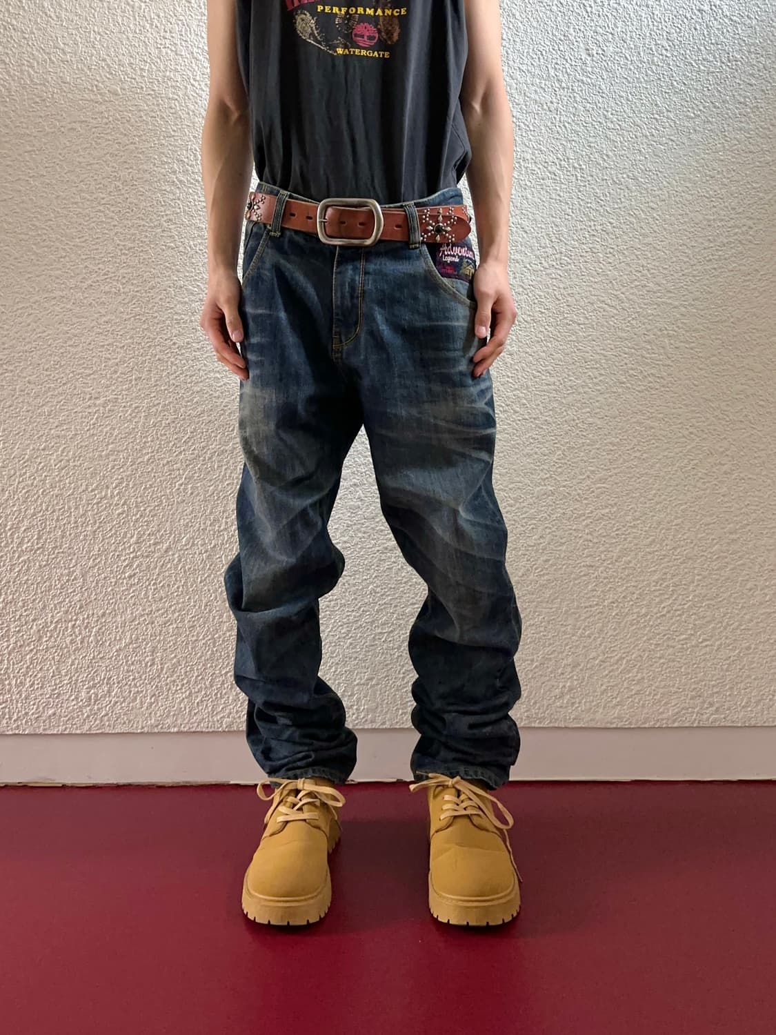 Maru Premium 러스티 워시드 슬림 루즈 진 상품이미지4