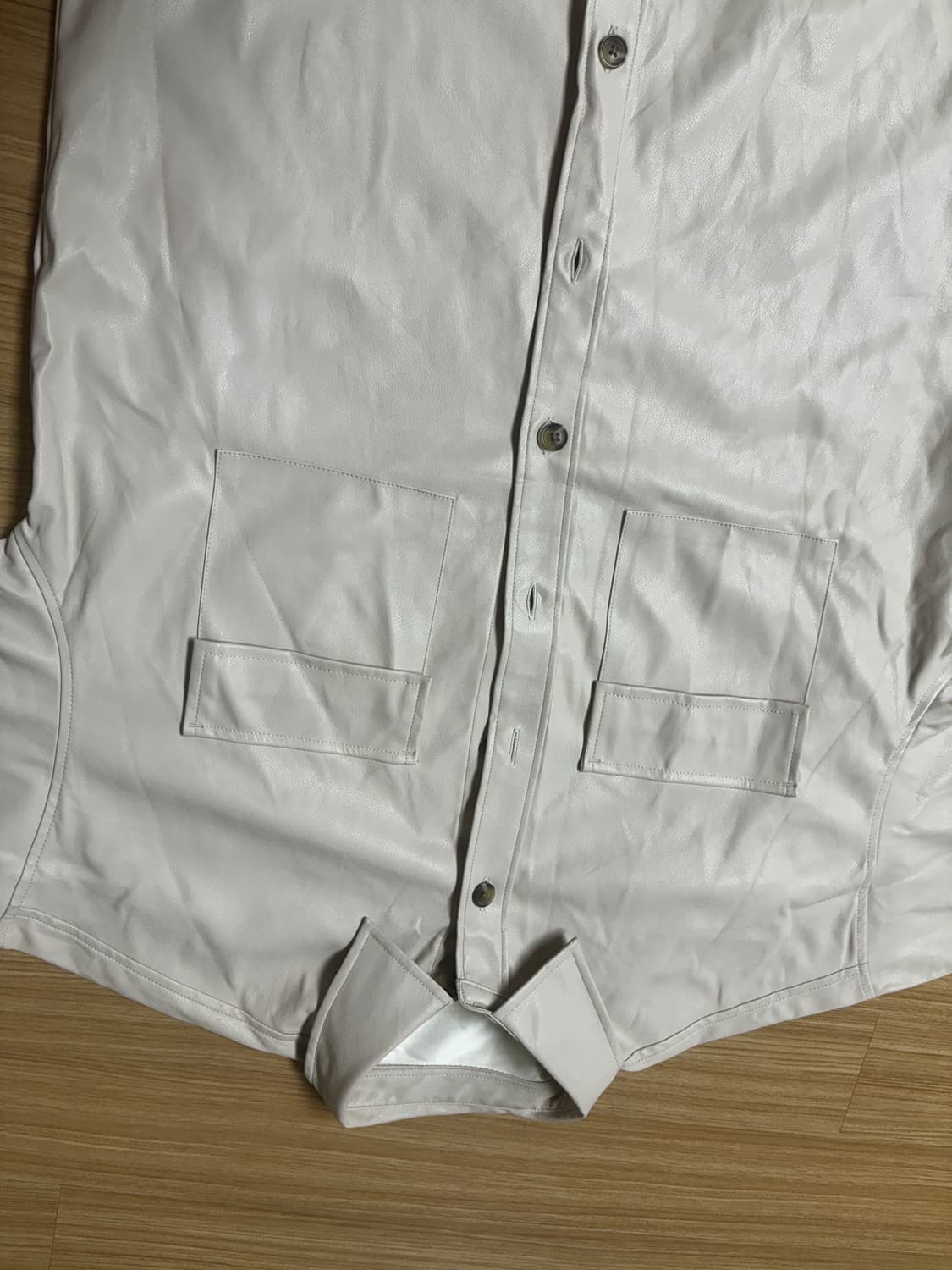 재패니즈 상아색 페이크 레더 셔츠 상품이미지6