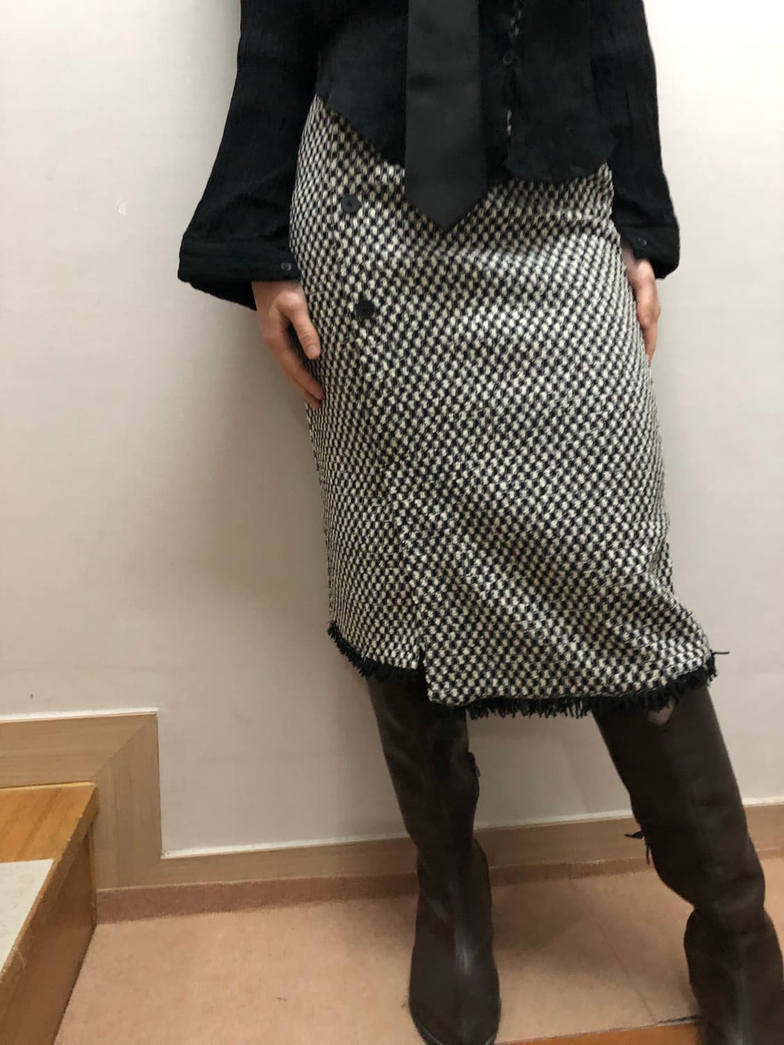 빈티지 블랙 버튼 스커트 상품이미지5