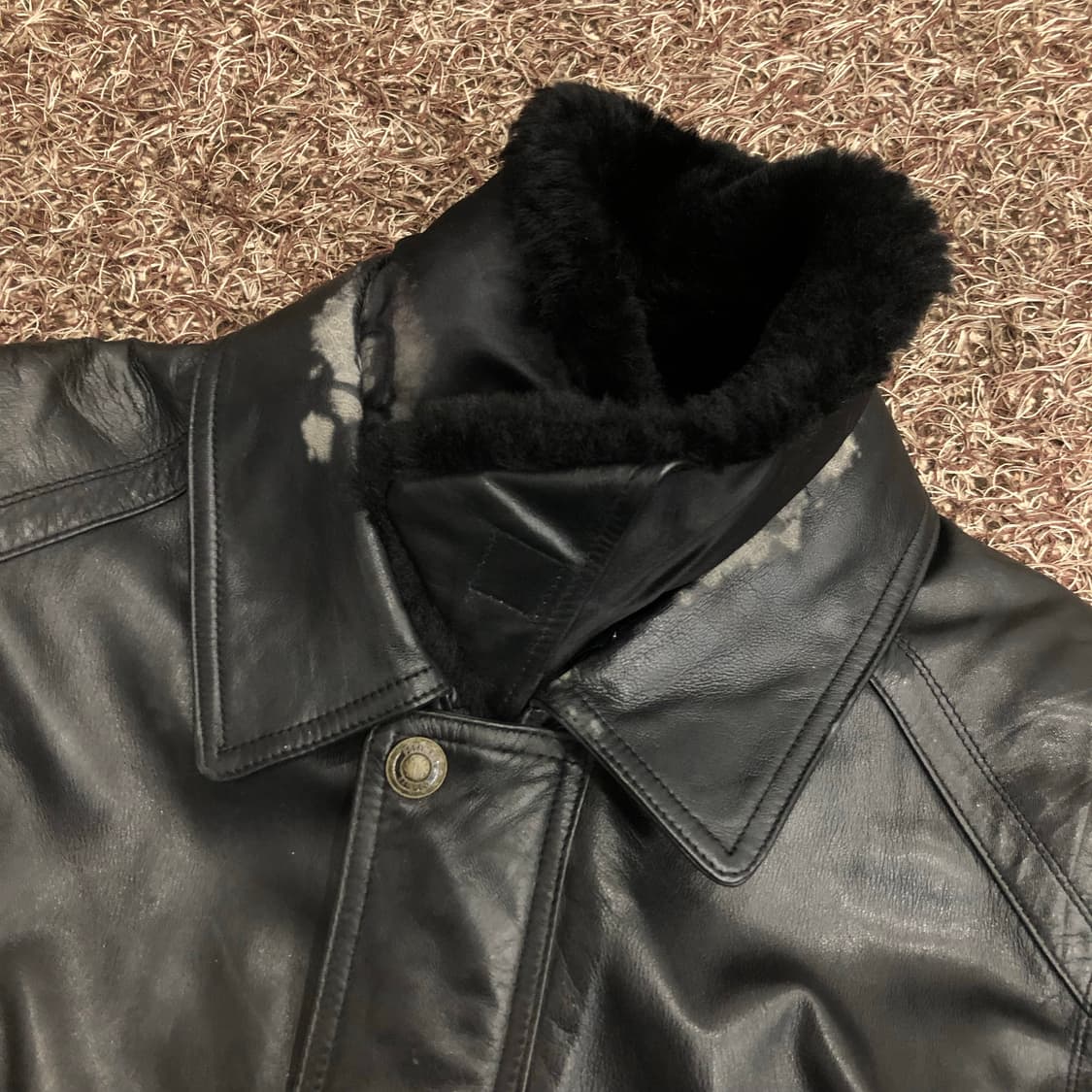 빈티지 양가죽 봄버 퍼 카라 레더 가죽 자켓  상품이미지6