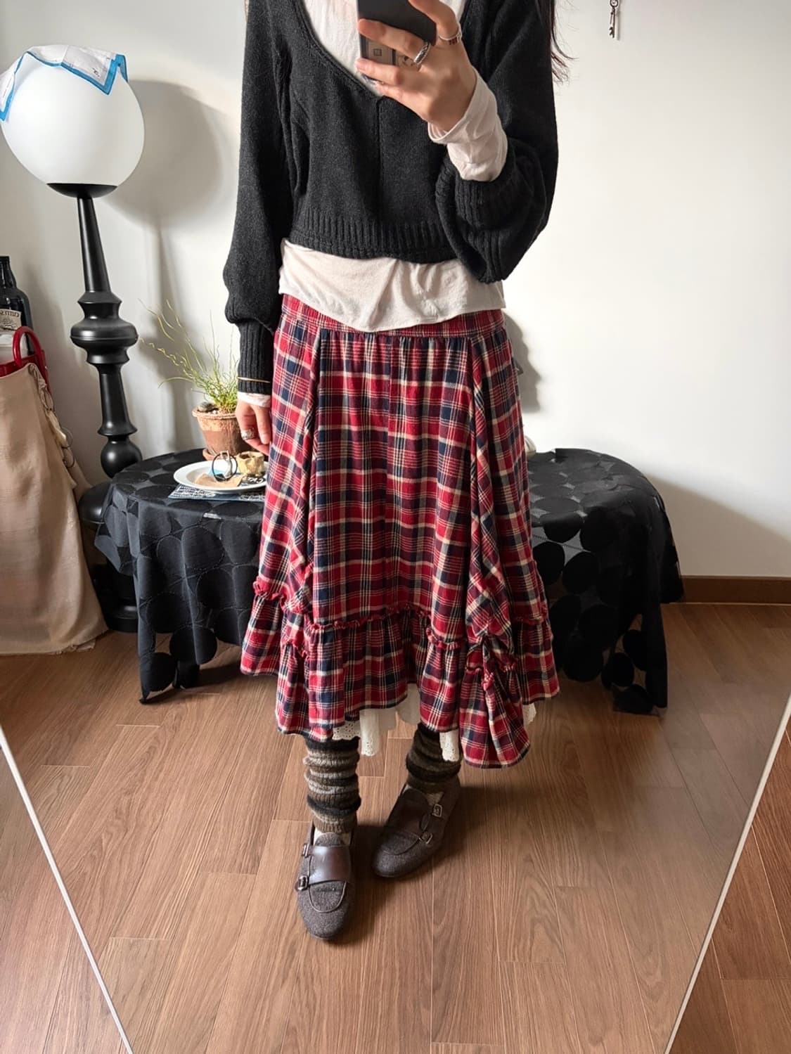 layered check patterned skirt 상품이미지5