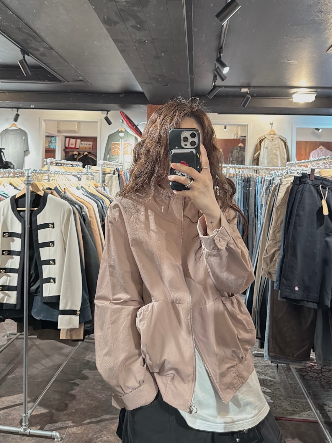 SJSJ 에스제이에스제이 셔링 핑크 봄버 바람막이 자켓 M 상품이미지7