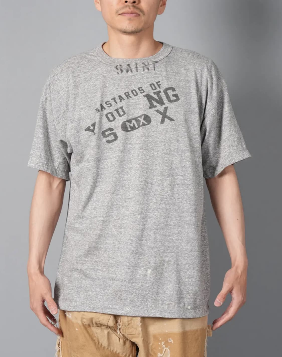 [새상품/XL] 세인트미카엘 x 베르베르진 영 반팔 티셔츠 그레이 상품이미지4