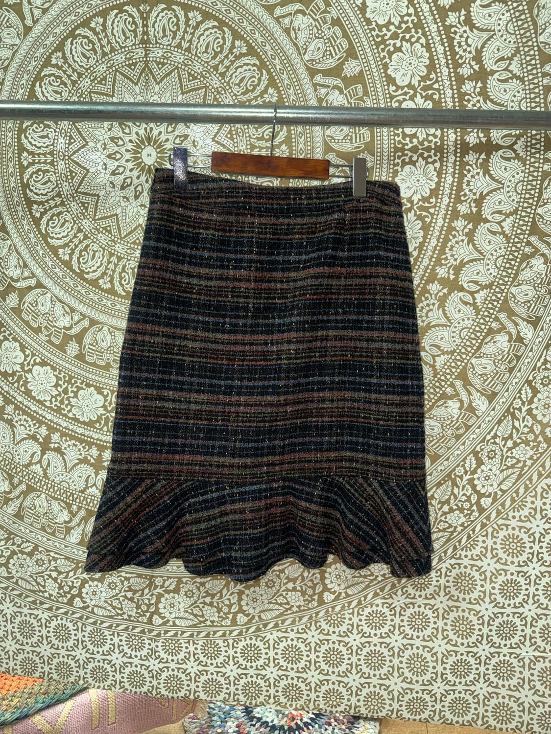 빈티지 여성 블랙 밴딩 미디스커트  상품이미지3