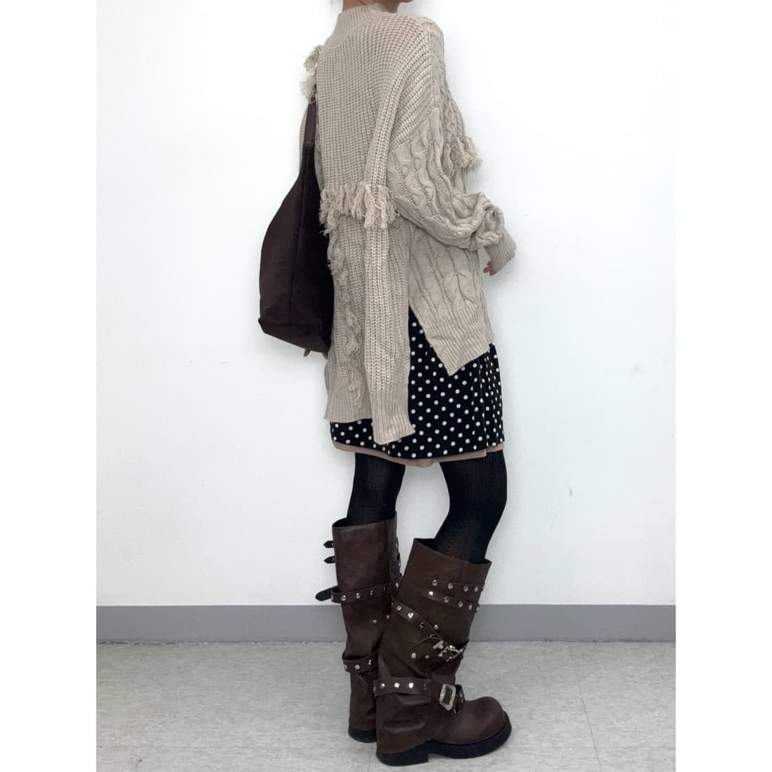 빈티지 베이지 니트 스웨터 상품이미지4