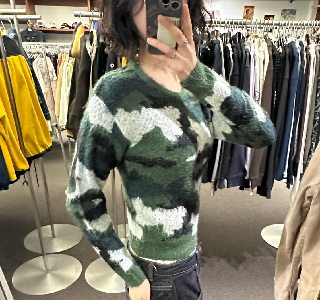 OS)BROWNY vintage 여성 카모 니트 스웨터 상품이미지2