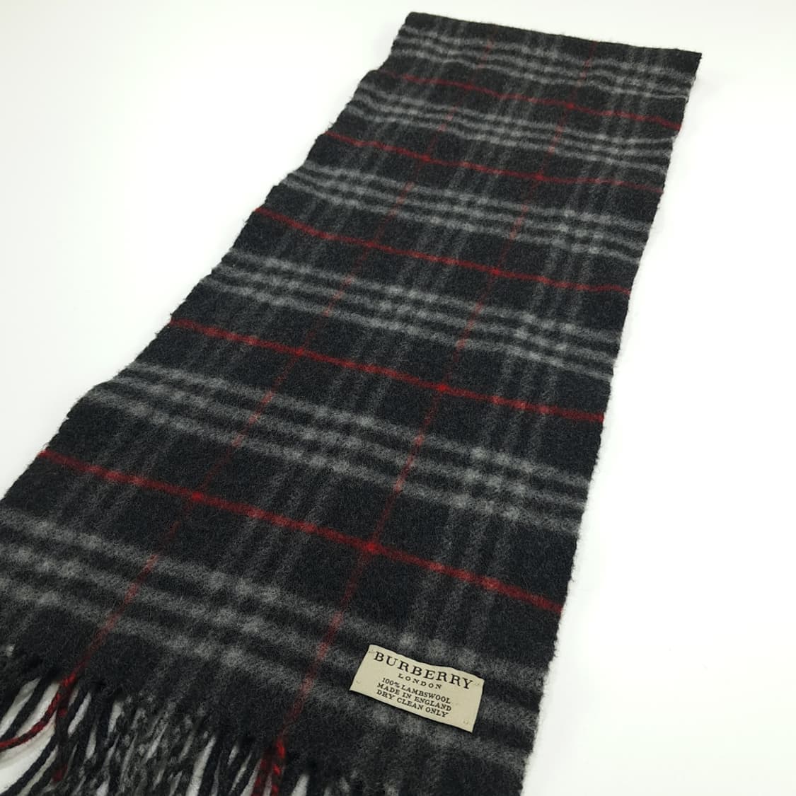 MX133 버버리 스모키블랙 클래식체크 램스울 짧은 목도리 머플러 상품이미지6