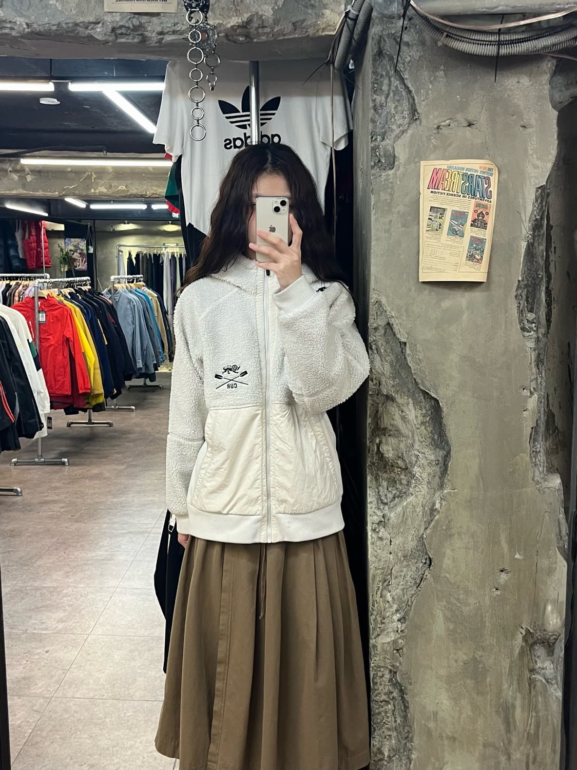 데상트 플리스 후드집업 화이트 키즈160 #csz2257 상품이미지2