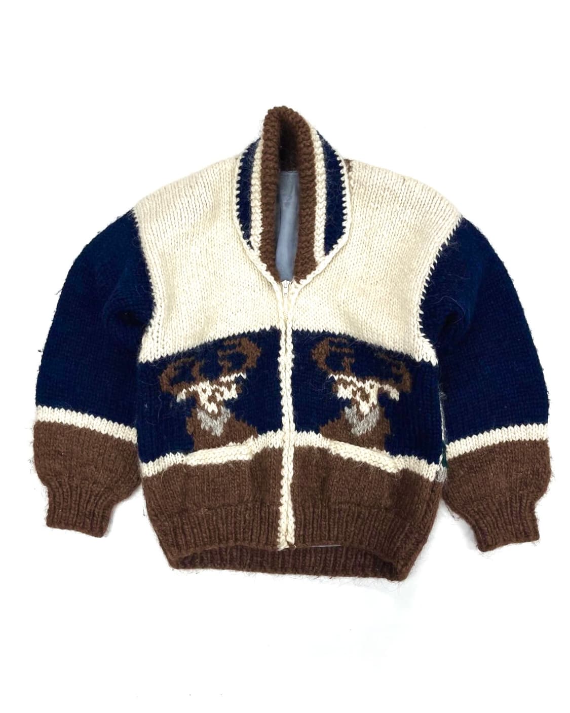 90s 빈티지 핸드메이드 헤비울 코위찬 니트 집업 자켓 상품이미지4