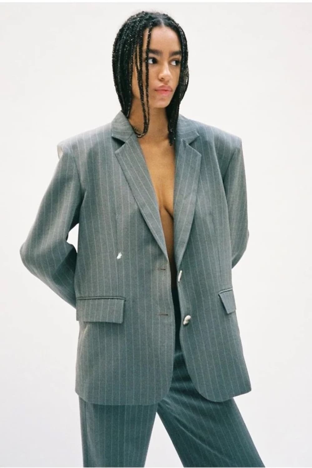 Musier Paris 빈티지 무드 오버핏 핀스트라이프 테일러드 자켓 상품이미지7