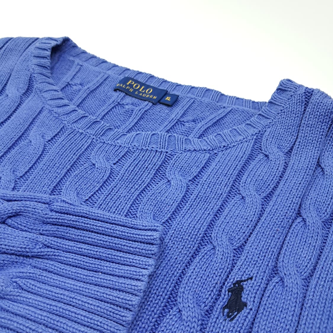 CL264 XL 폴로 코튼 케이블 블루 니트 스웨터 상품이미지3