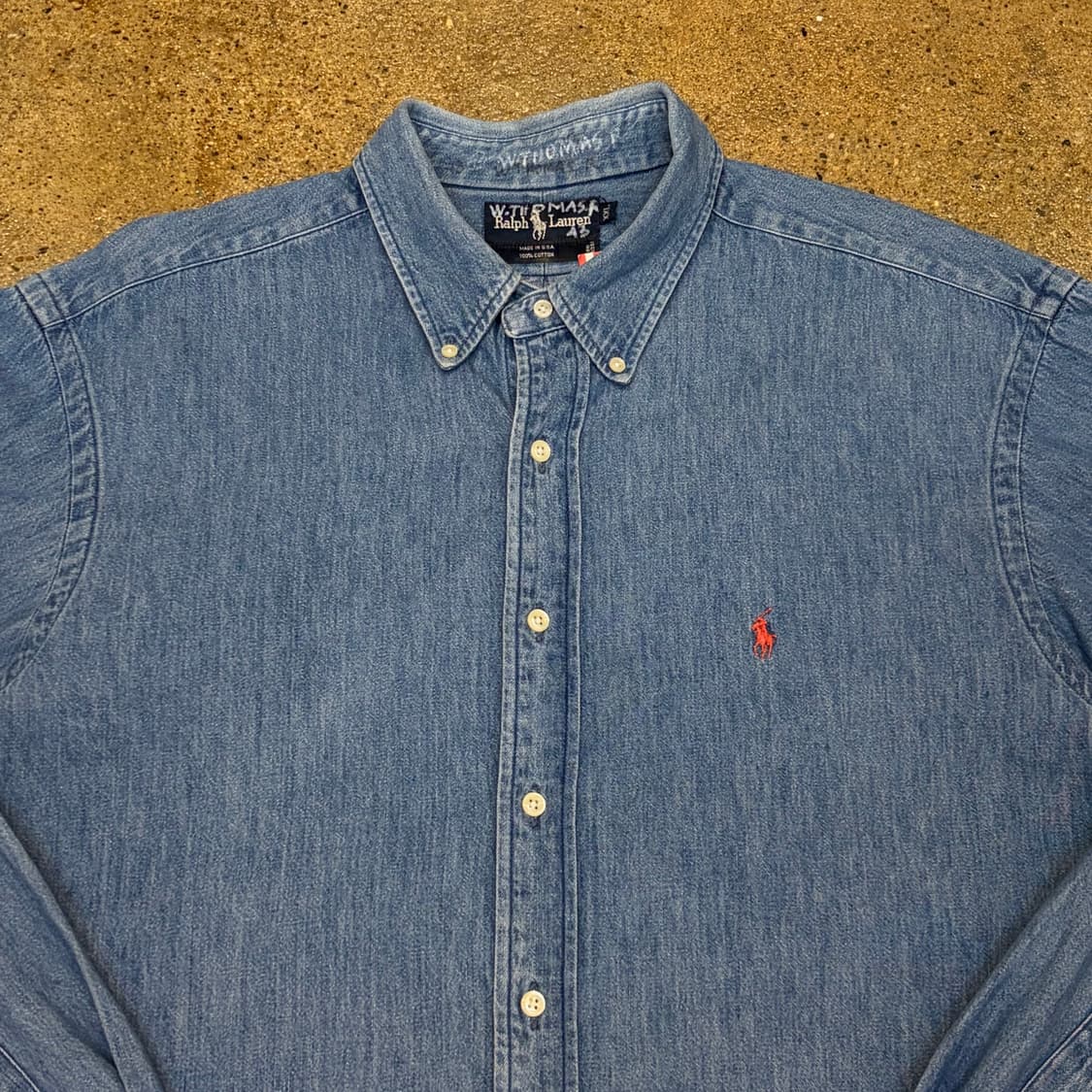 90s Made in USA 빈티지 폴로랄프로렌 청남방 데님셔츠 청셔츠 상품이미지3