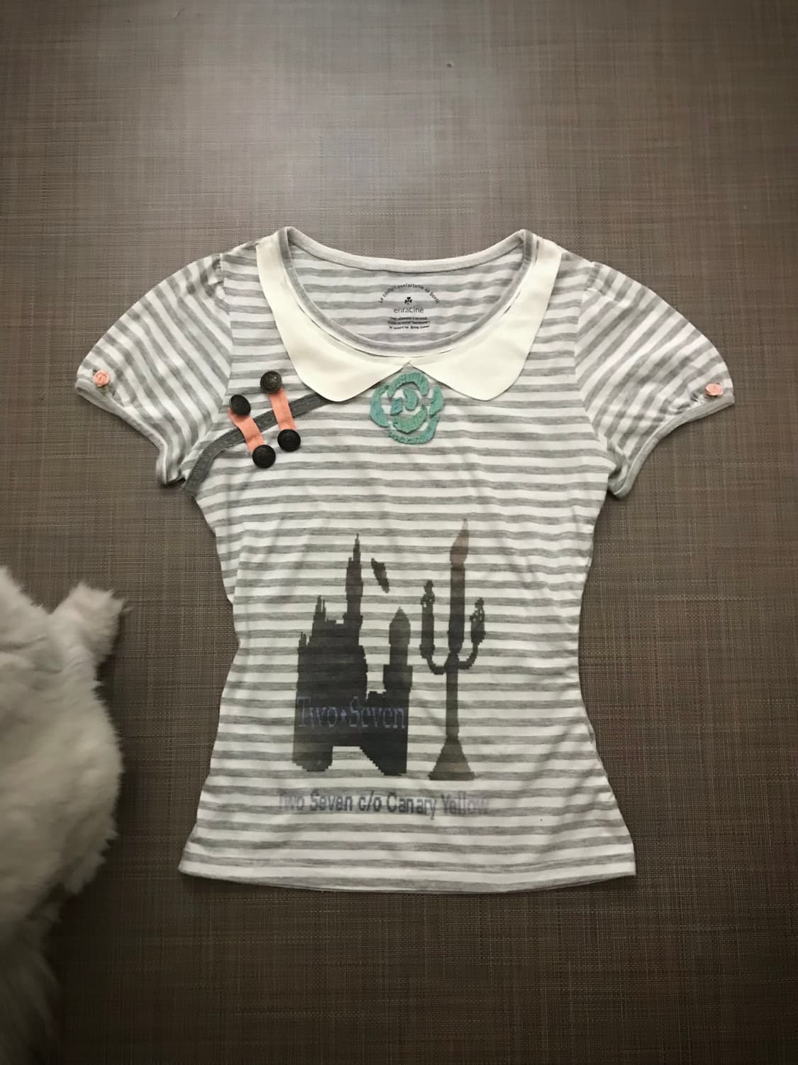 Rose Collar Stripe Tee 상품이미지3