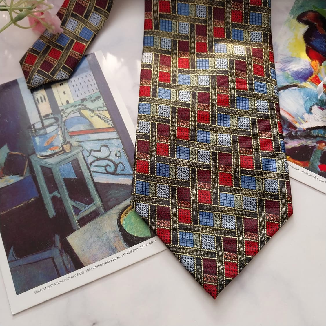 미쏘니 실크 지오메트릭 패턴 넥타이 9.5cm 새제품 K1533 상품이미지3