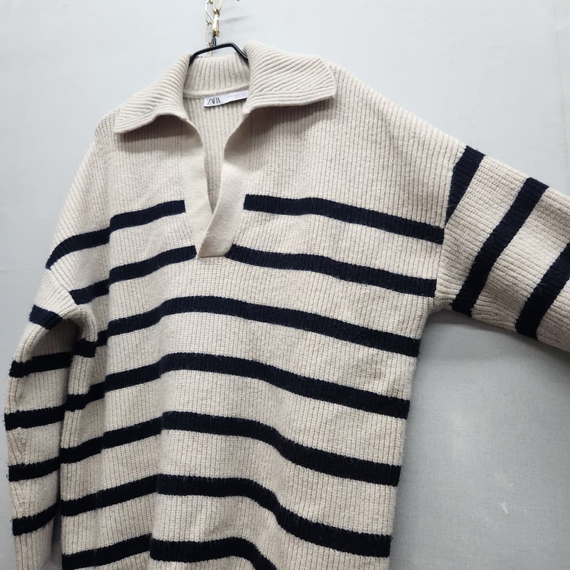 자라 스트라이프 카라넥 니트 2XL 상품이미지2