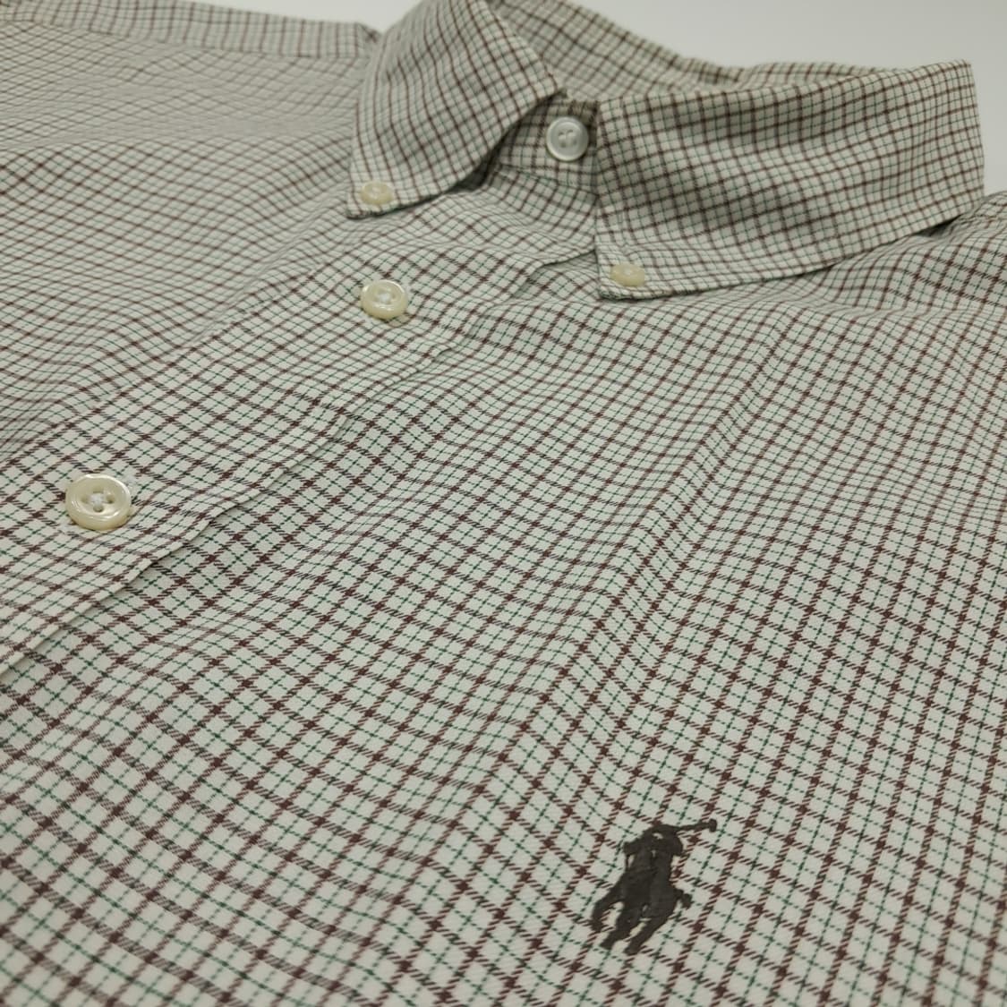 CN789 2XL 폴로 랄프로렌 브라운그린 마이크로체크 긴팔 셔츠 남방 상품이미지5