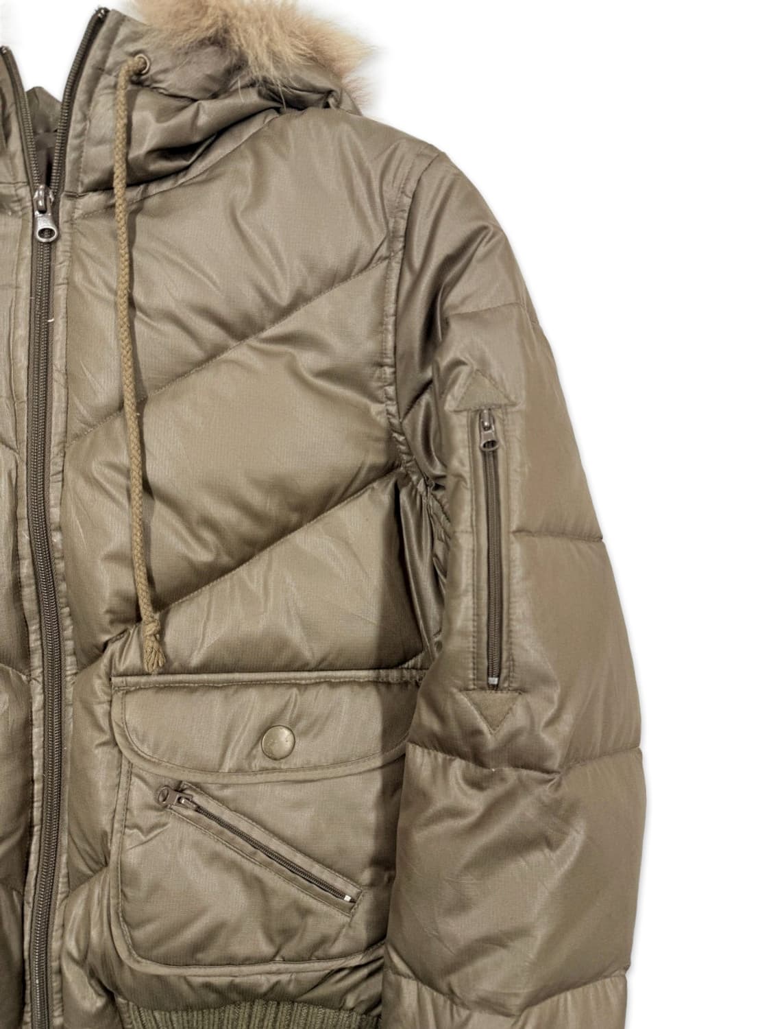 빈티지 ARW 카키 브라운 포켓 퍼 숏패딩 상품이미지5