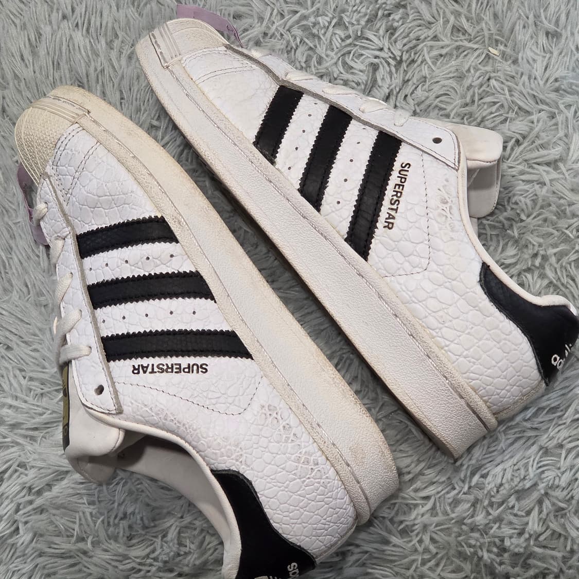 6a-7:아디다스 슈퍼스타 파이톤 패턴 화이트 블랙(225)-세탁 상품이미지8