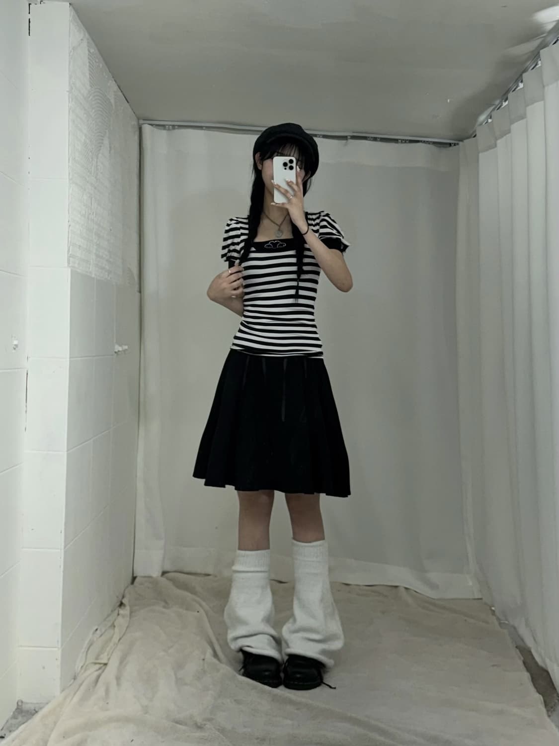 무채색 러블리 니혼진 스트라이프 단가라 코디세트 상품이미지2