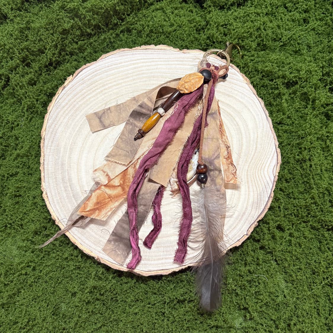 핸드메이드 보헤미안 웨스턴 모리 포인트 우드 실크 키링 상품이미지1