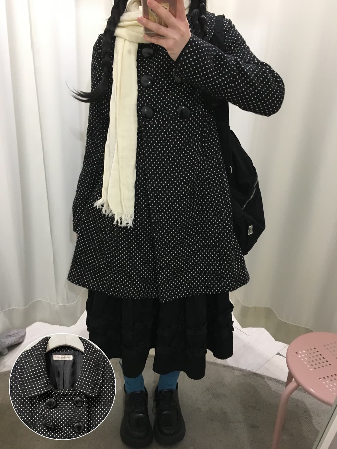 사와코 도트 더블 코트 상품이미지1