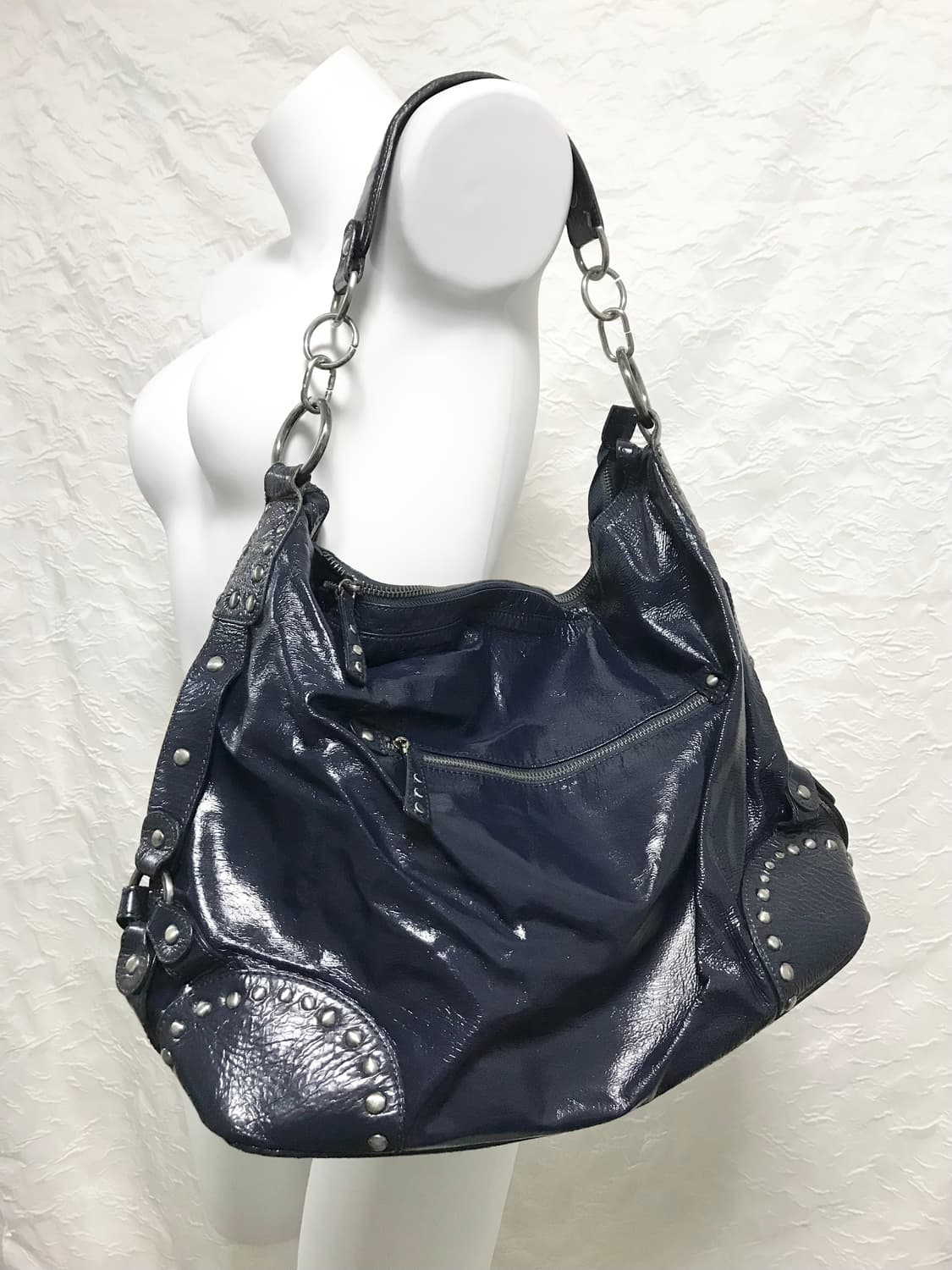 빈티지 돈가죽 스터드 실버 링 리얼 레더 숄더백 상품이미지1