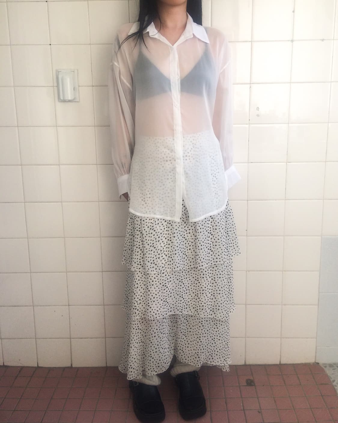 Side tied see through shirt 상품이미지5
