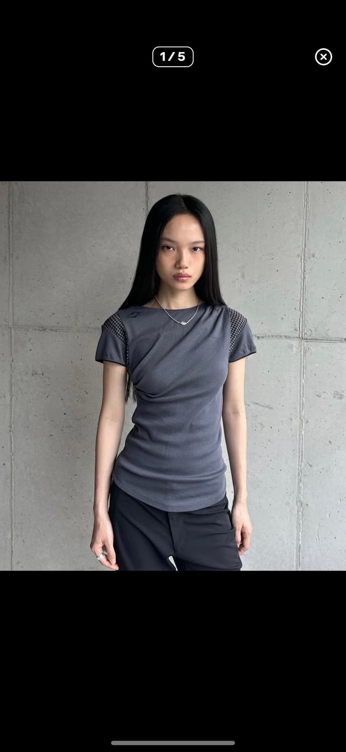 (구해요) COWL CHECK BLOCK TOP CHARCOAL 구해요 상품이미지2