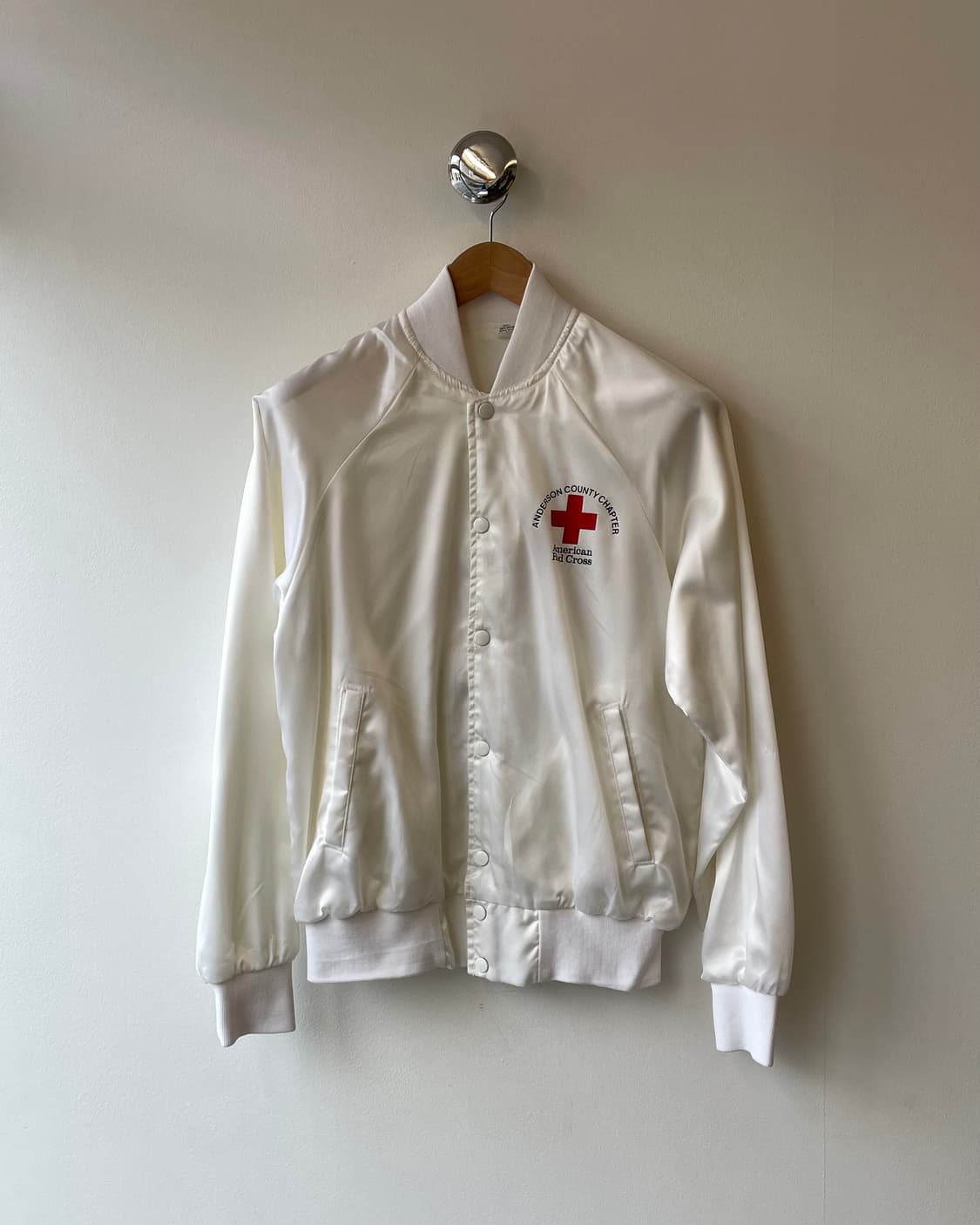 90s USA Red Cross Satin Jacket 적십자 새틴자켓 상품이미지1