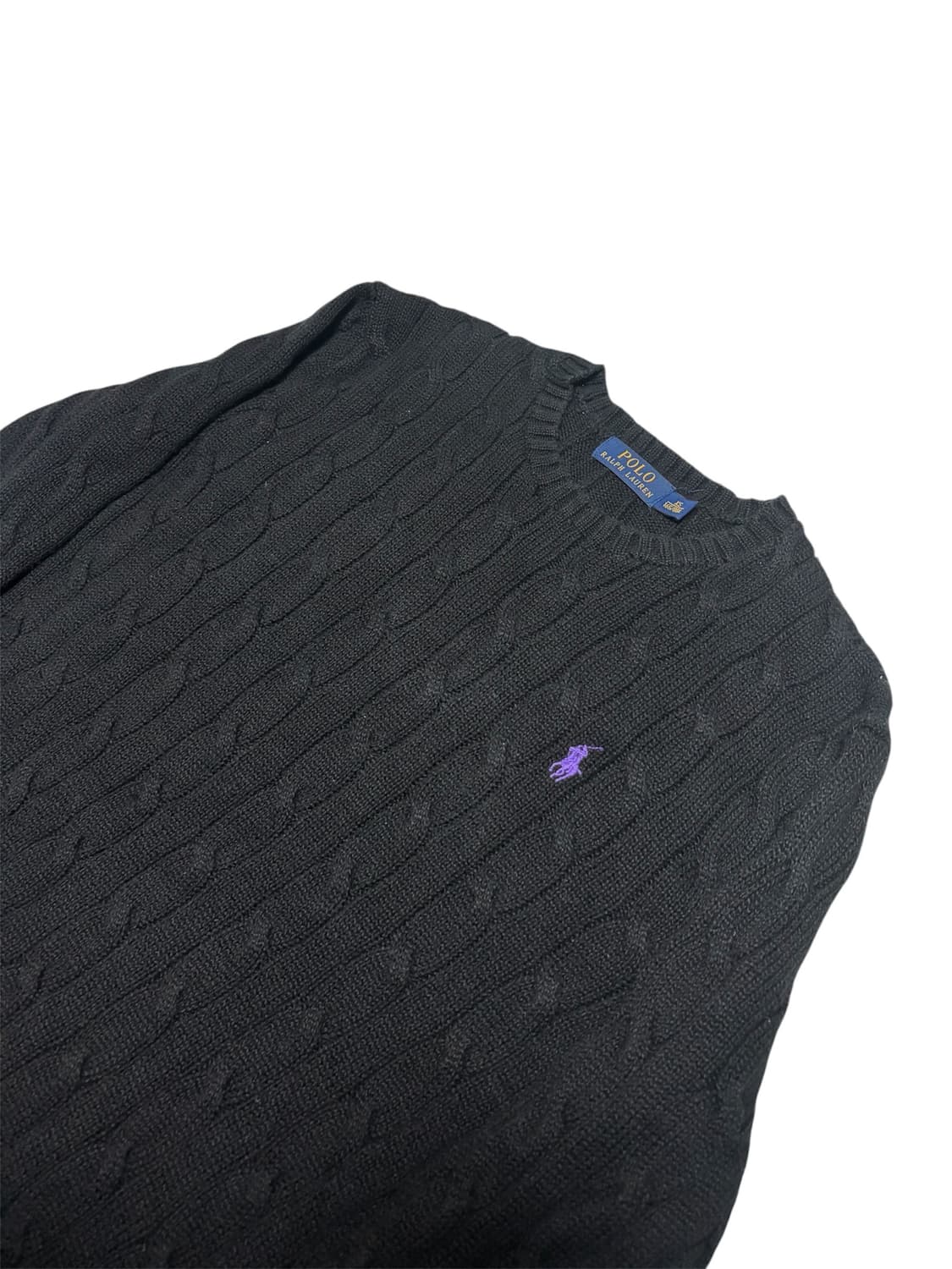 [정품] 폴로 랄프로렌 블랙 케이블 꽈배기 니트 XS 상품이미지3