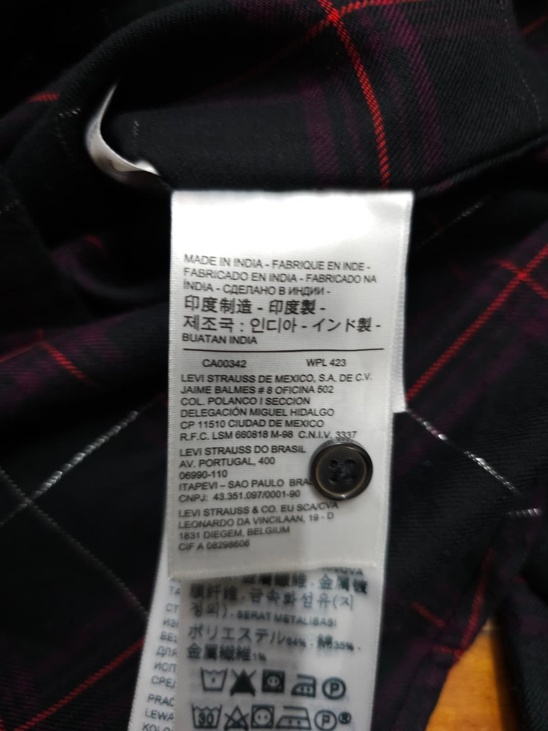 리바이스 바이올렛 블랙 체크 셔츠 상품이미지6