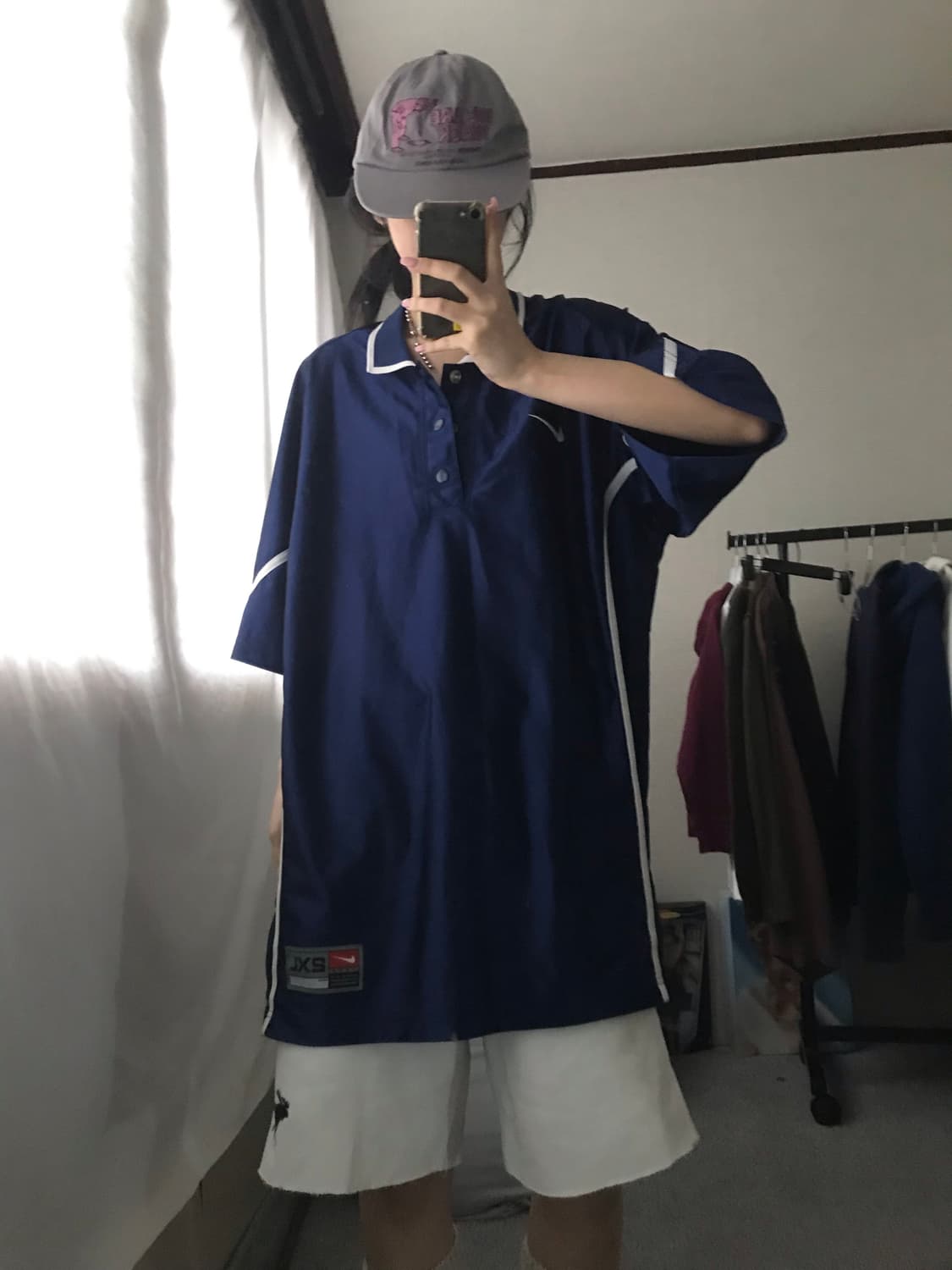 나이키 00s 네이비 새틴 반팔티셔츠 상품이미지3