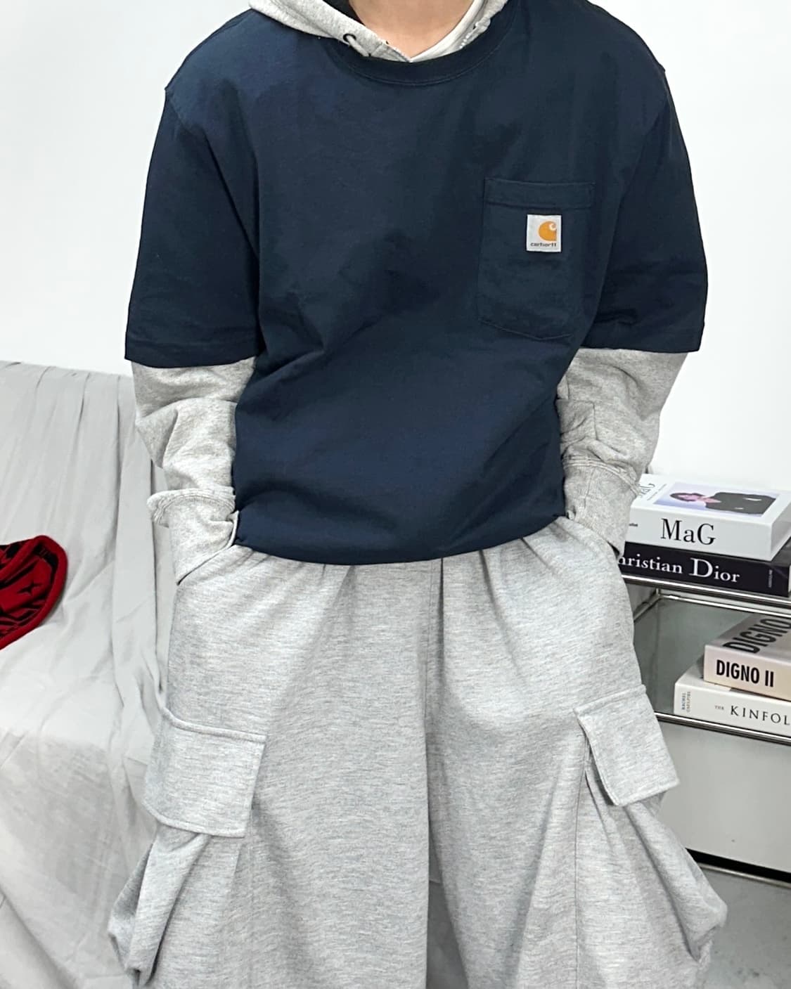 칼하트 네이비 포켓 반팔티 L 상품이미지1